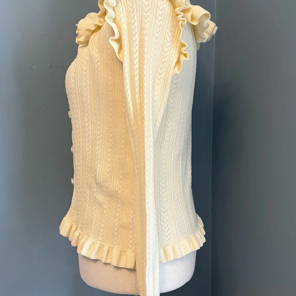 Zara Cream Ruffled Cardigan - Picture 8 of 14